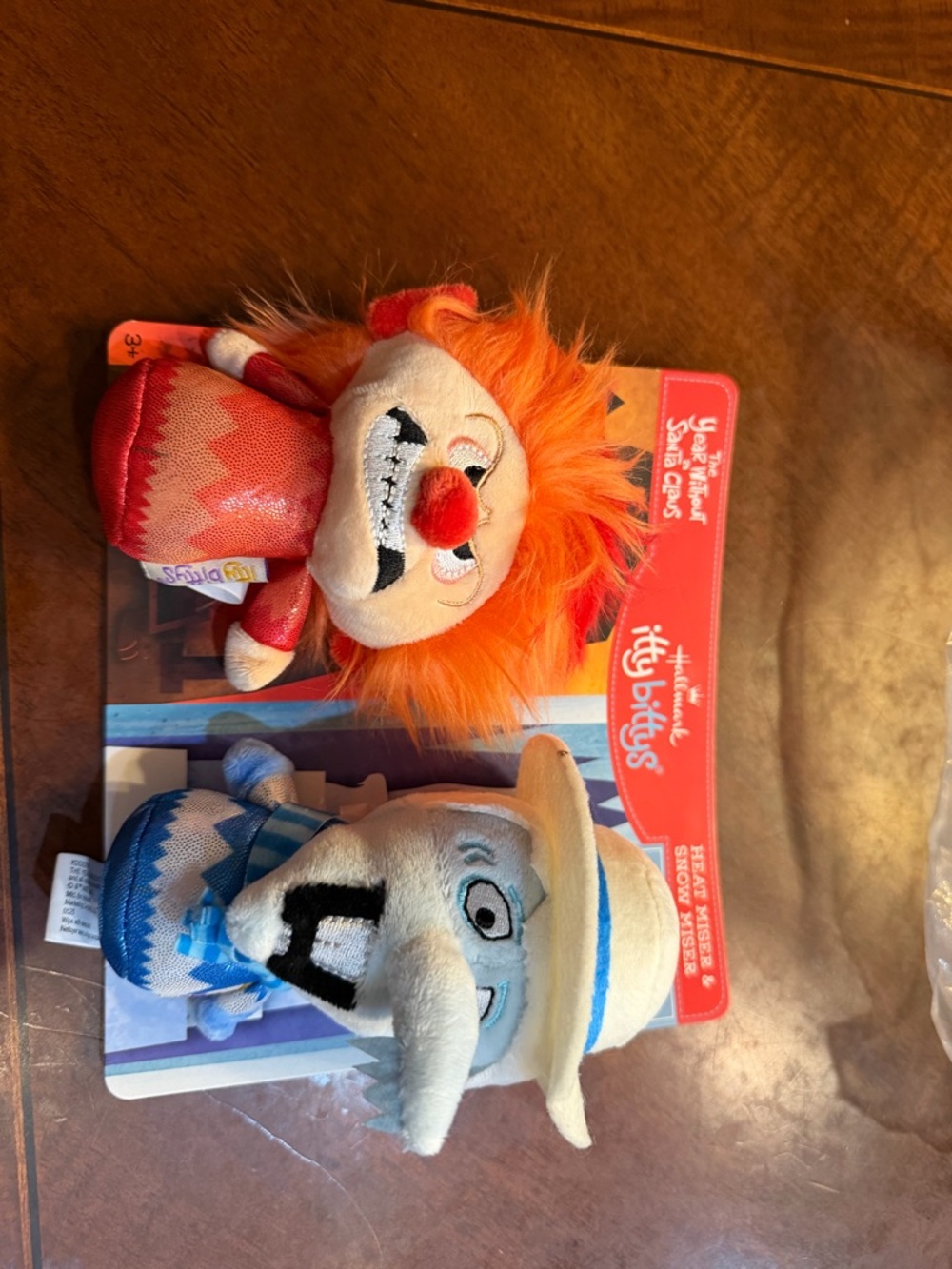 Hallmark Itty Bittys Orange Clown & Blue Snowman Plush Set heat miser snow miser